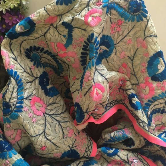 Unbranded Other - Hand embroidered multicoloured phulkari stole